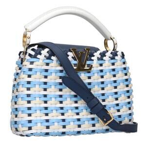 Louis Vuitton Capucines Taurillon leather Handbag white Navy Blue